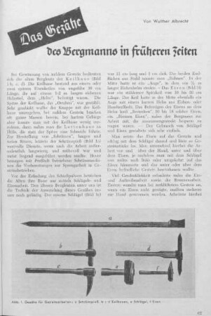 Das Gezähe des Bergmannes in früheren Zeiten