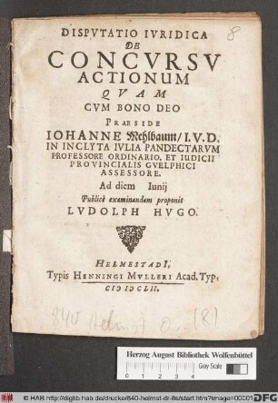 Disputatio Iuridica De Concursu Actionum