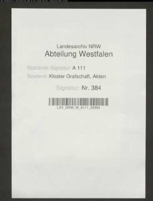 Westfälische Kirchenordnung (Abschrift)