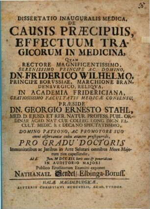 Diss. inaug. med. de causis praecipuis effectuum tragicorum in medicina
