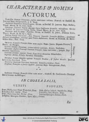 Characteres Et Nomina Actorum.