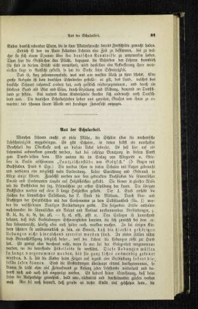 Aus der Schularbeit