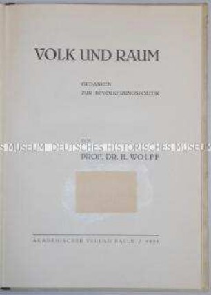 Schrift über eine völkische Bevölkerungspolitik
