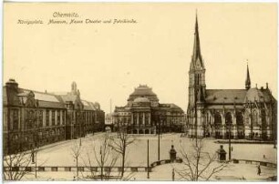Chemnitz. Königsplatz, Museum, Neues Theater, Petrikirche