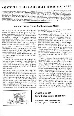Hundert Jahre Eisenbahn Blankenese-Altona
