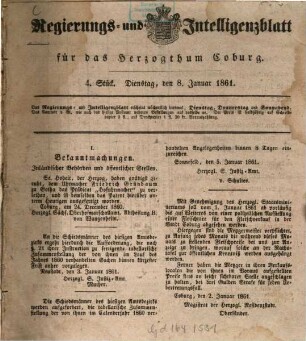 Regierungs- und Intelligenzblatt für das Herzogtum Coburg. 1861