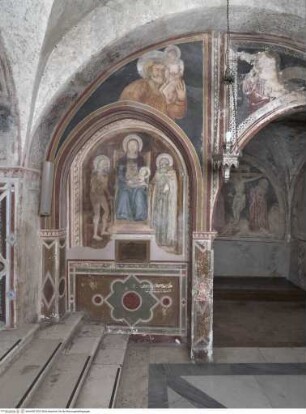 Thronende Madonna mit den heiligen Antonius Eremita und einem weiteren Heiligen