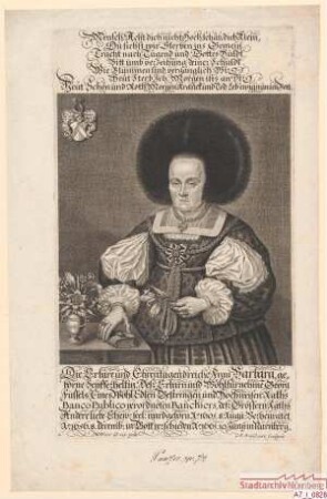 Barbara Füßel, geb. Seyfferhelt, zweite Ehefrau des Bankiers und Genannten Georg Füßel; geb. 8. August 1605; gest. 10. Juni 1661