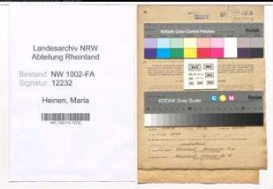 Entnazifizierung Maria Heinen, geb. 01.07.1908 (Verkaeuferin)