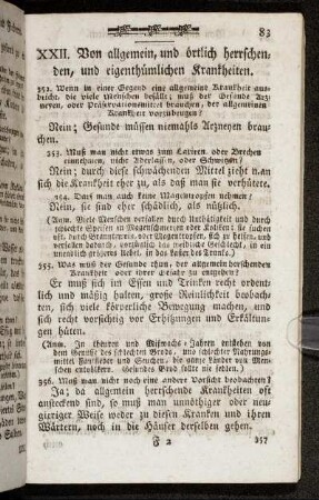 XXII. Von allgemein, und örtlich herrschenden, und eigenthümlichen Krankheiten.