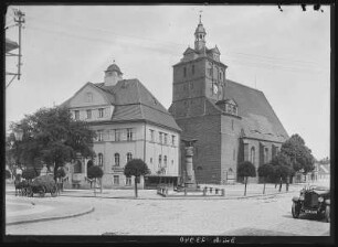 Dommitzsch. Rathaus und Kirche