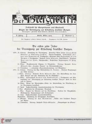 10: Die ersten zehn Jahre der Vereinigung zur Erhaltung deutscher Burgen