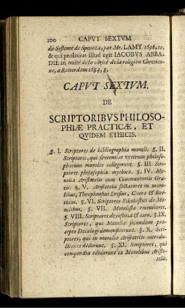 Caput Sextum. De Scriptoribus Philosophiae Practicae, Et Quidem Ethicis.