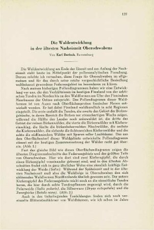 Die Waldentwicklung in der ältesten Nacheiszeit Oberschwabens