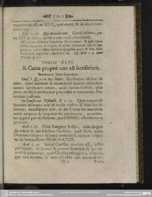 Thesis XLVI. S. Coena proprie non est sacrificium
