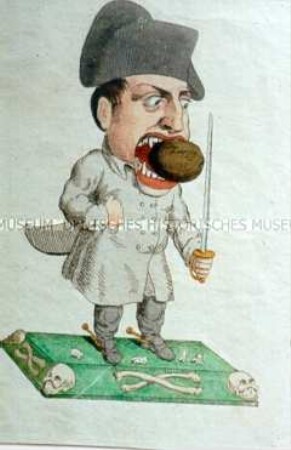 Karikatur auf Napoleon zur Völkerschlacht bei Leipzig