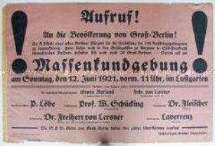 Maueranschlag mit dem Aufruf zu einer Demonstration für die Freilassung der letzten 115 Kriegsgefangenen in Frankreich