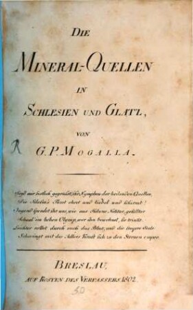 Die Mineral-Quellen in Schlesien