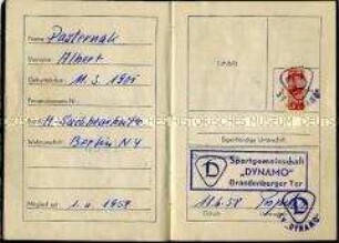 Mitgliedsbuch des Deutschen Turn- und Sportbundes