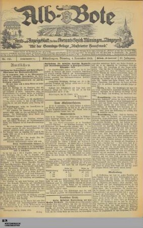 Alb-Bote : Rundschau von der Alb : Münsinger Kreiszeitung : Heimatblatt der Alb