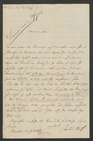 Brief an Friedrich-Hofmeister-Musikverlag  : 20.07.1866