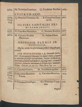 III. Viri Capitales Primi Romae Creati.