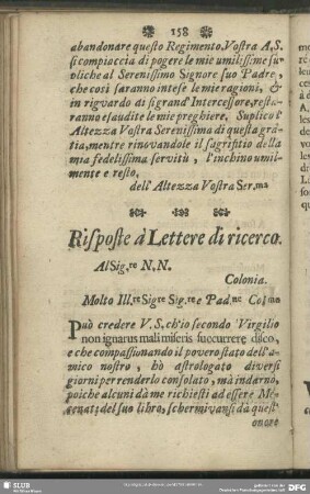 Risposte à Lettere di ricerco