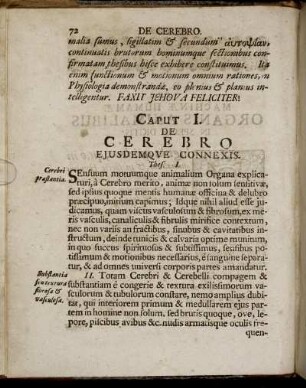 Caput I. De Cerebro Ejusdemque Connexis.