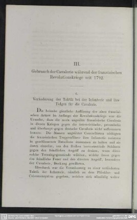 III. Gebrauch der Cavalerie während der französischen Revolutionskriege seit 1792