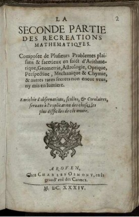 Partie 2: Récréations mathématiques. Seconde Partie