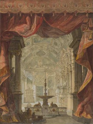 Zeichnung zu einem Festsaal für Königin Victoria. Perspektivische Ansicht