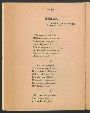 Martirio : A mi amigo el trovador Ambrosio Ríos