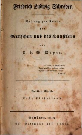 Friedrich Ludwig Schröder : Beitrag zur Kunde des Menschen und des Künstlers ; in zwei Theilen, 2,1