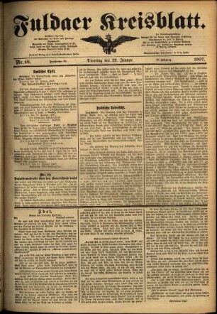 Ausgabe vom Dienstag, den 22. Januar 1907.
