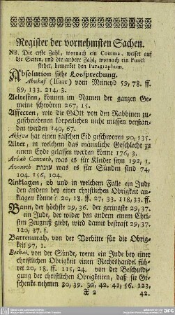 Register der vornehmsten Sachen