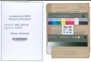 Entnazifizierung Reinhold Weber , geb. 03.06.1892 (Schneider)
