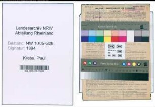 Entnazifizierung Paul Krebs , geb. 06.09.1892 (Bahninspektor)