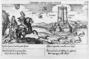 Fleckenstein (Elsaß), ANsicht mit Szene (aus Fürst, Sciographia Cosmica, Nr. C 37)