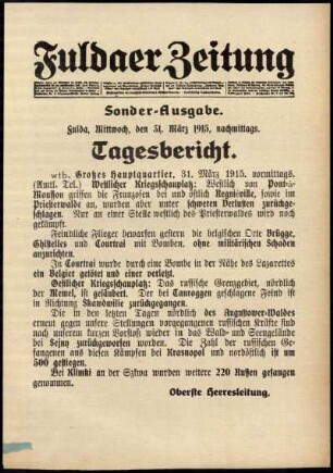 Ausgabe vom Mittwoch, den 31. März 1915.