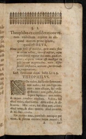1-16, §. I. Theophilus ex consideratione ... - §. II. Theophilus ex consideratione imperfecti, ...