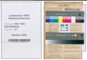 Entnazifizierung Willy Deckers , geb. 09.06.1902 (Baecker)