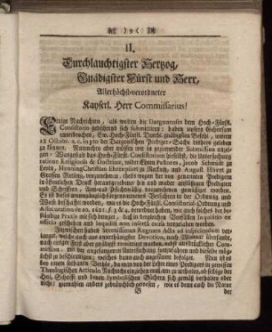 II. Der von dem Consistorio darauf unterthänigst abgelassene Bericht.