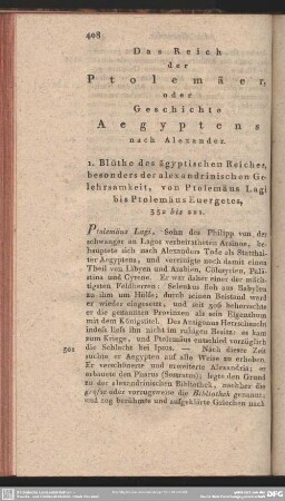 Das Reich der Ptolemäer, oder Geschichte Aegyptens nach Alexander