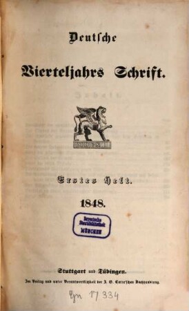 Deutsche Vierteljahrs-Schrift. 1848,1/2, 1848,1/2