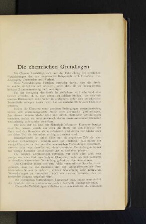 Die chemischen Grundlagen.