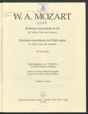 Sinfonia concertante in Es für Violine, Viola und Orchester : KV 364 (320d)