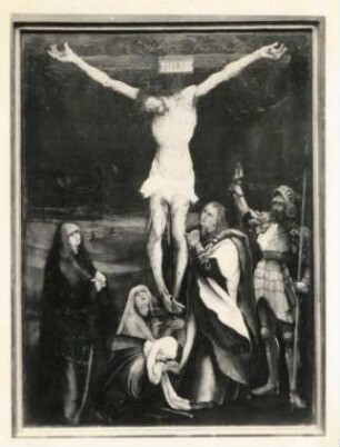 Gemälde "Kreuzigung Christi" (um 1501, M. Grünewald; Öl auf Lindenholz; 75 x 55 cm; Kunstmuseum Basel)
