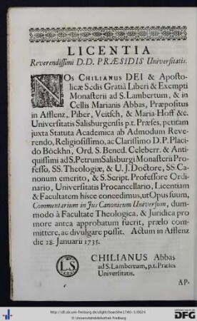 Licentia; Approbatio.