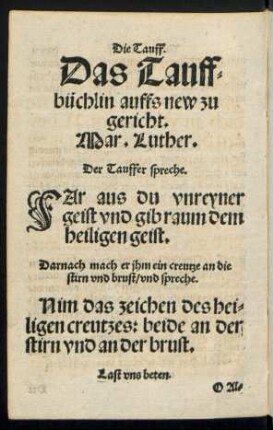 Das Tauffbüchlin auffs new zu gericht.