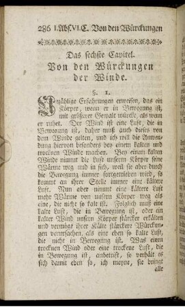 Das sechste Capitel. Von den Würckungen der Winde.